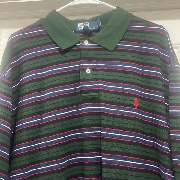 Men’s Polo by Ralph Lauren XXL green striped polo shirt - Picture 4 of 5